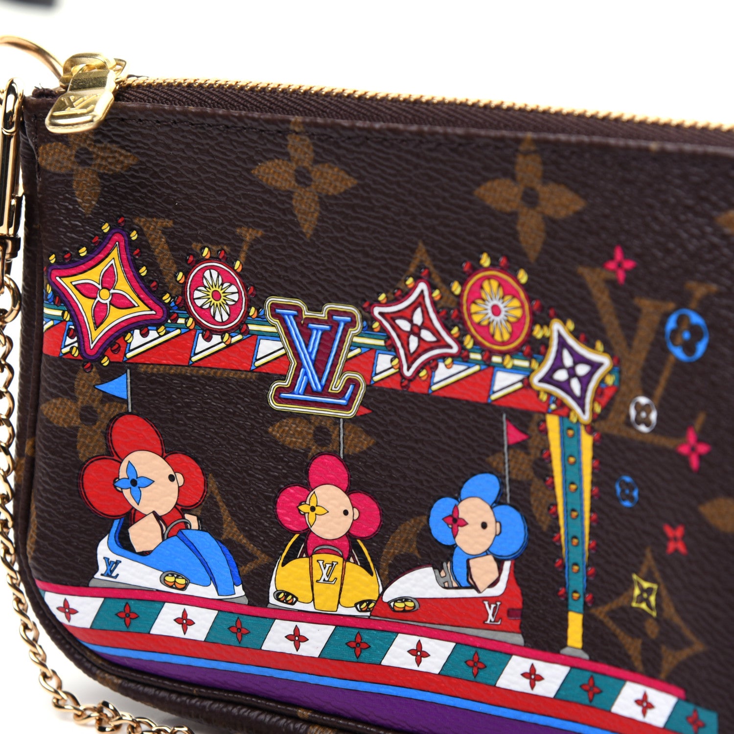 Louis Vuitton Monogram 2020 Christmas Animation Bumper Cars Mini Pochette Accessories Coquelicot 10 of 11