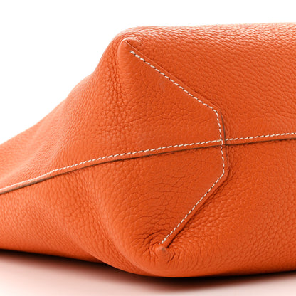 Hermes Taurillon Clemence Double Sens 36 Reversible Tote Moutarde Orange 13 of 17