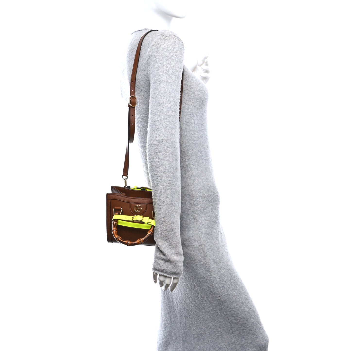 Wonka Grain Calfskin Mini Diana Tote Bag Cuir Yellow Fluo