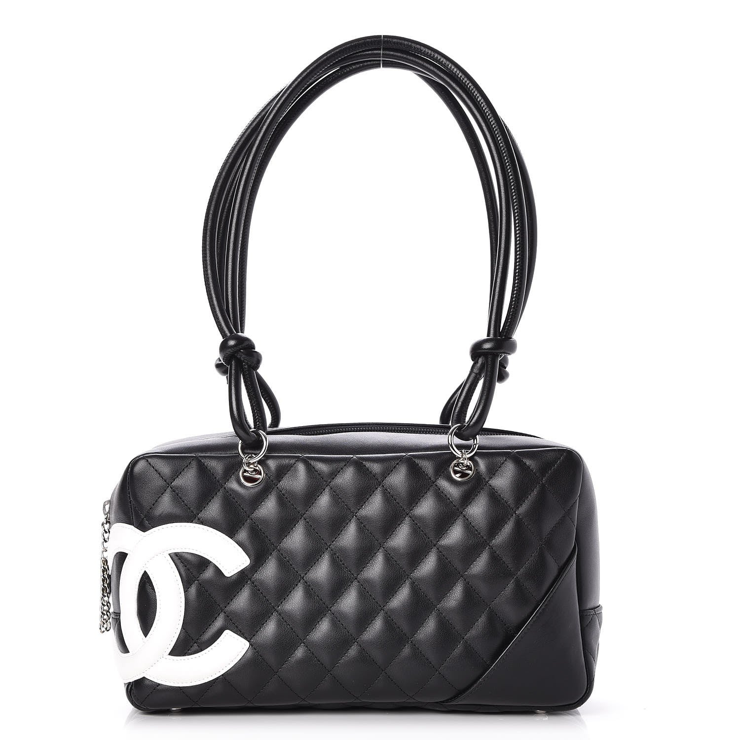 Chanel Calfskin Quilted Large Cambon Bowler Black White 1 of 7