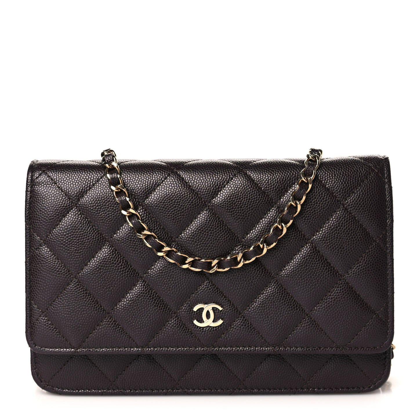 Caviar Quilted Wallet on Chain WOC Dark Brown