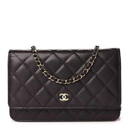 Chanel Caviar Quilted Wallet on Chain WOC Dark Brown 1 of 10