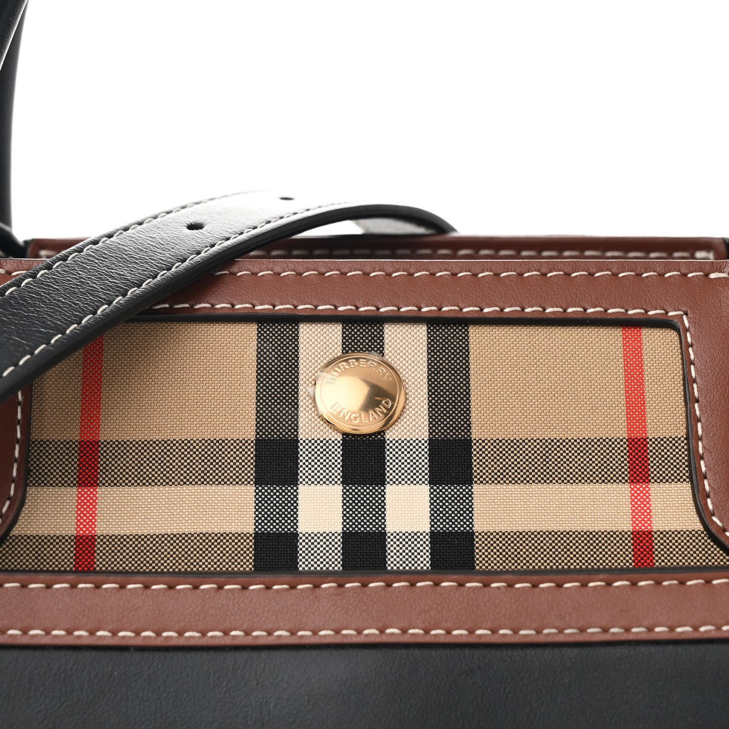 Calfskin Vintage Check Small Two Handle Title Bag Black