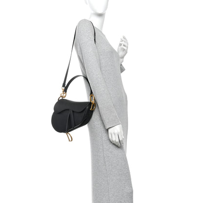 Christian Dior Grained Calfskin Saddle Bag With Strap Black 2 of 10