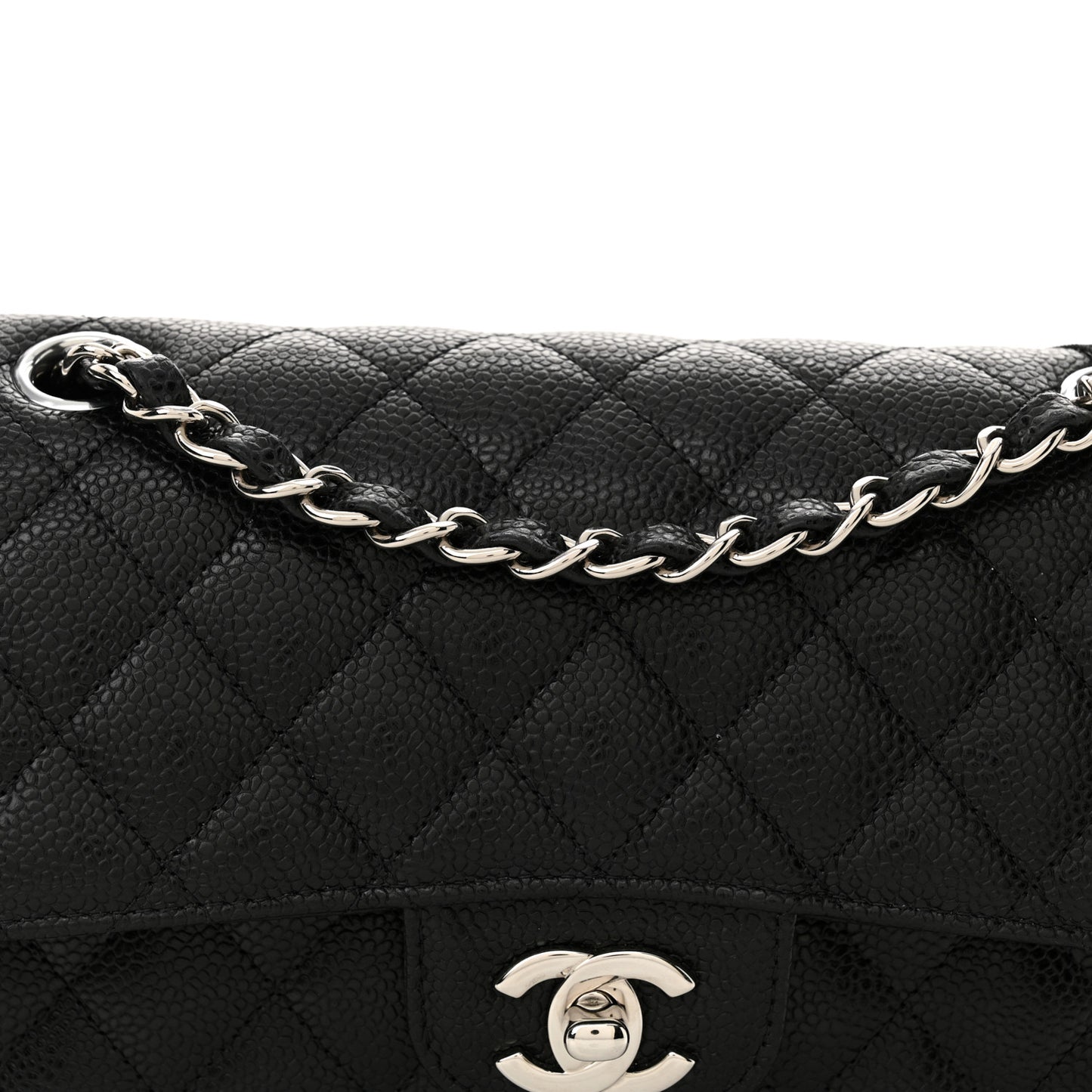 Caviar Quilted Small Double Flap Black