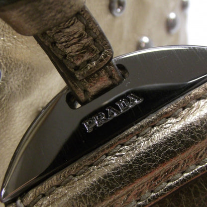 Prada Nappa Antique Leather Studded Tote Platino 6 of 11