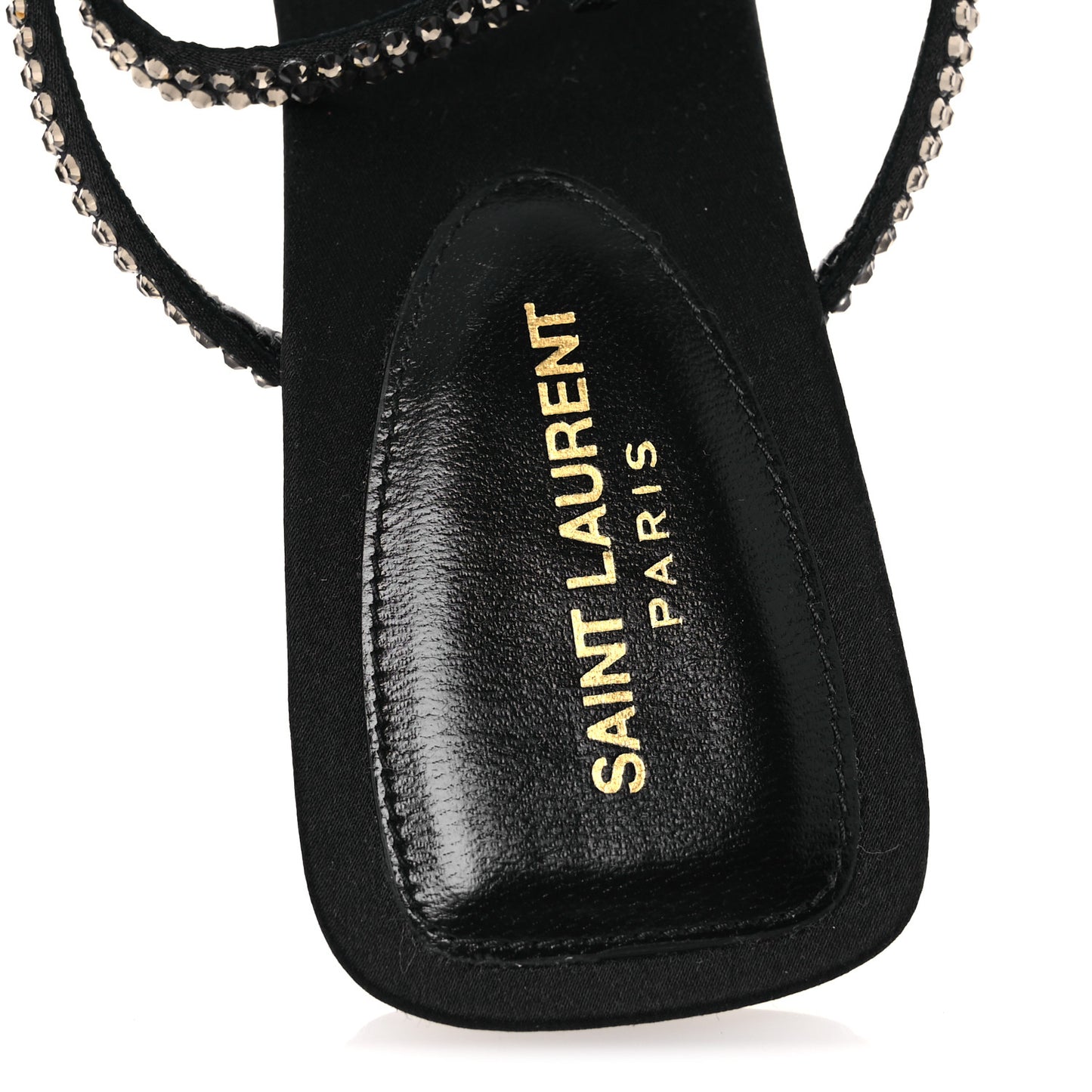 Crepe Satin Strass Baliqua 55 Ankle Strap Sandals 37 Black Greige