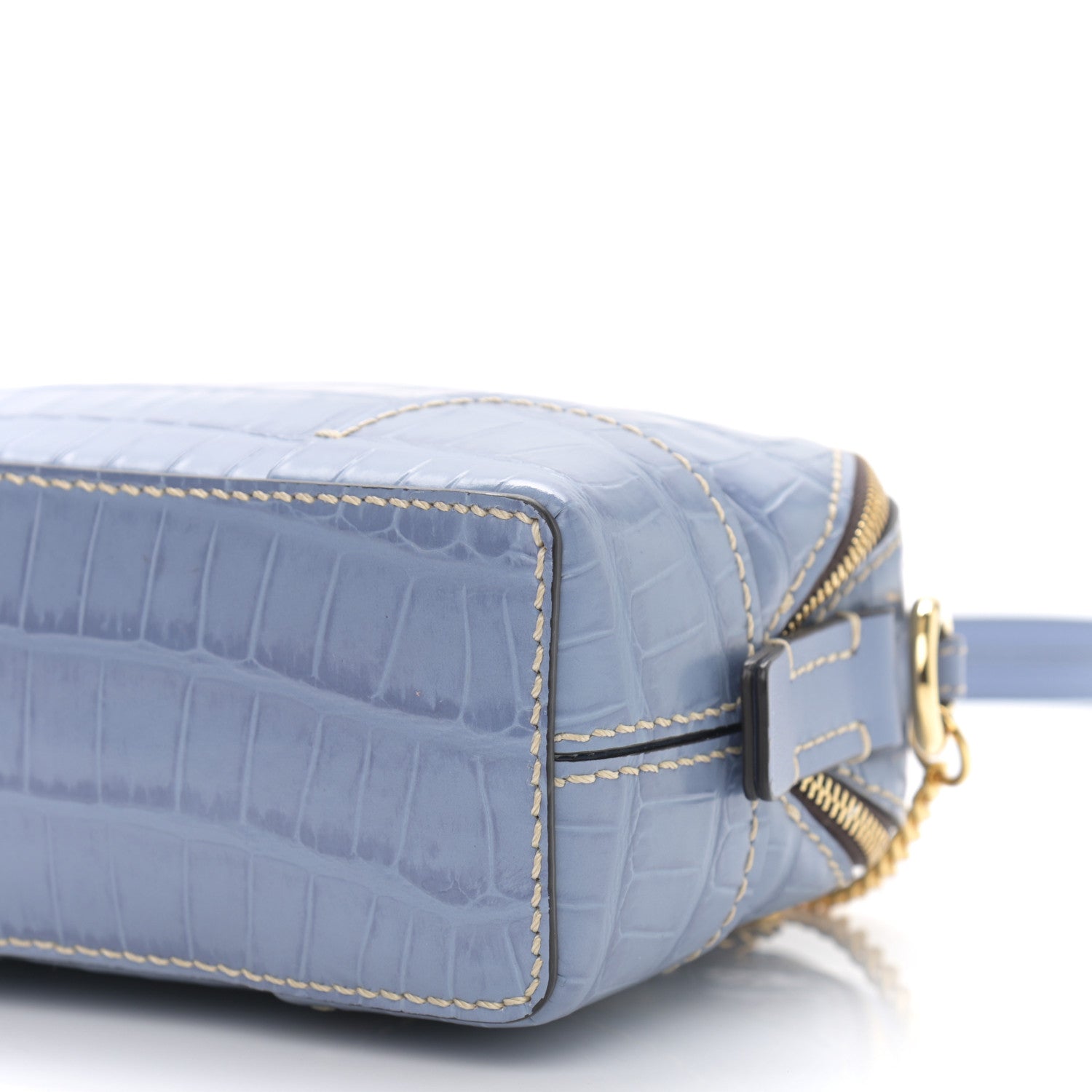 Chloe Crocodile Embossed Mini Daria Chain Bag Washed Blue 9 of 9