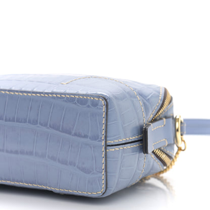 Chloe Crocodile Embossed Mini Daria Chain Bag Washed Blue 9 of 9