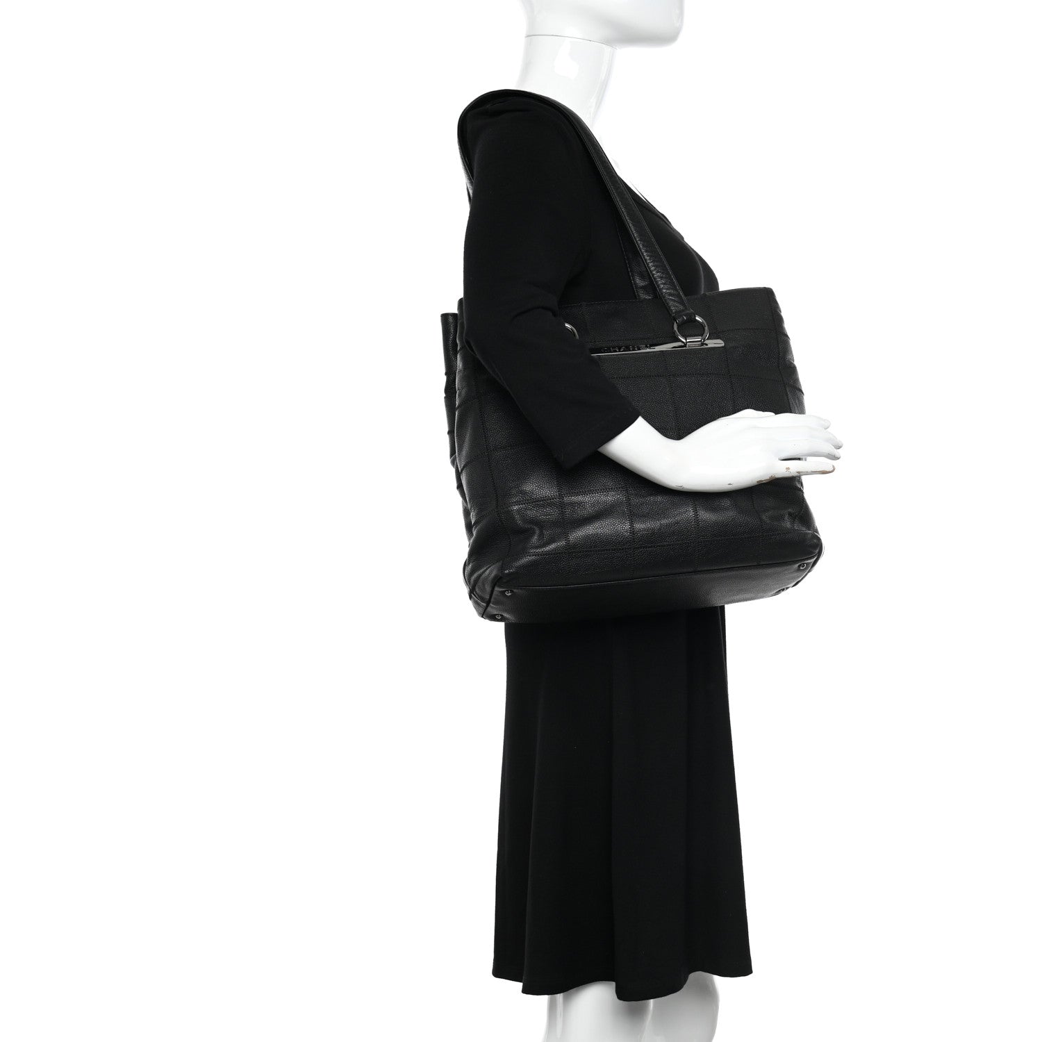 Chanel Caviar Square Stitched Large Tote Black 3 of 13