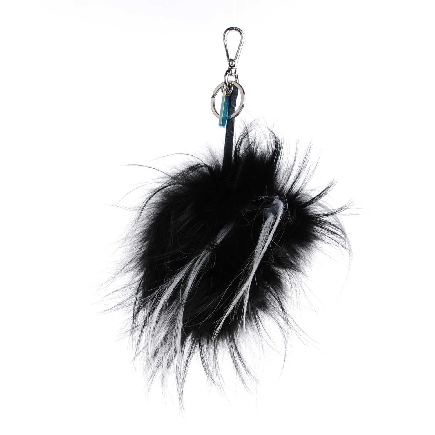 Fendi Vitello Elite Fox Goat Fur Granite Monster Bag Bug Cube Charm Military Denim Multicolor 6 of 12