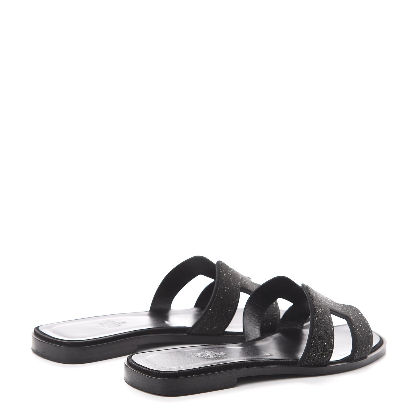 Suede Goatskin Crystal Powder Oran Sandals 37 Black