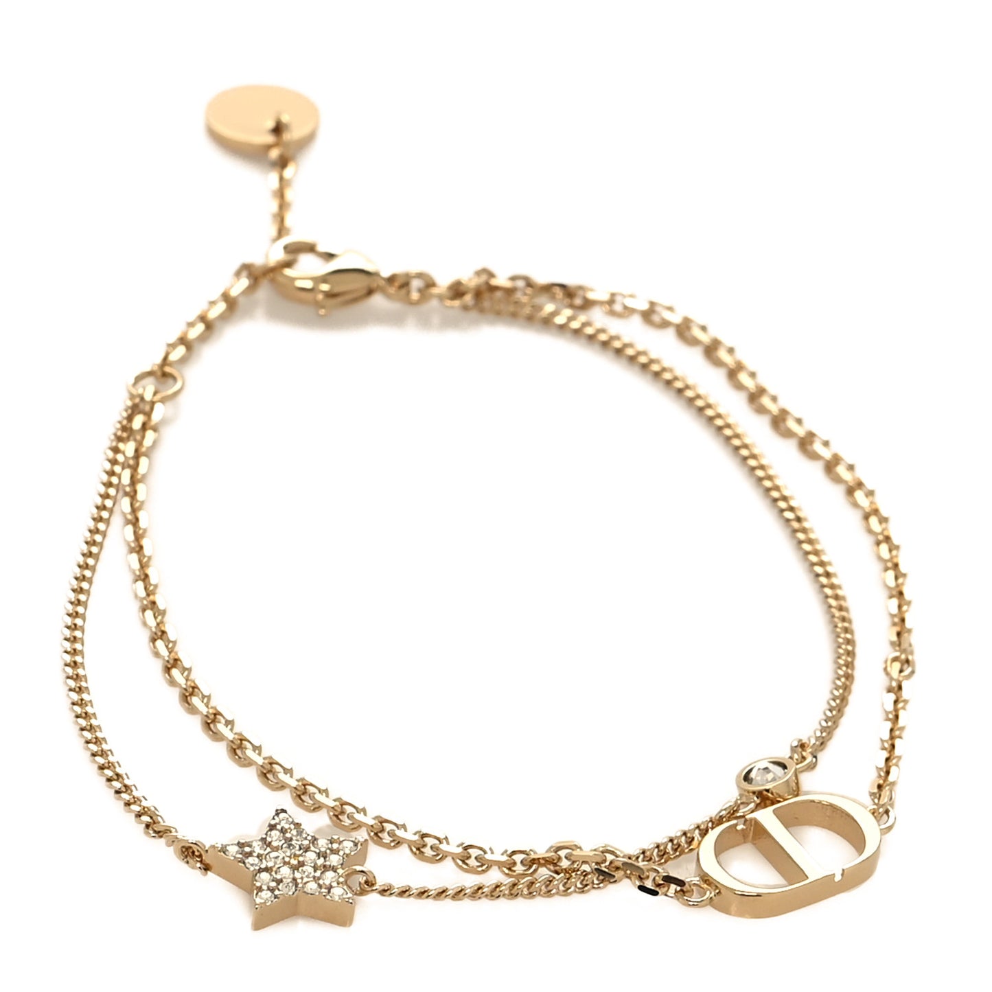 Crystal Metal Petit CD Double Bracelet Gold