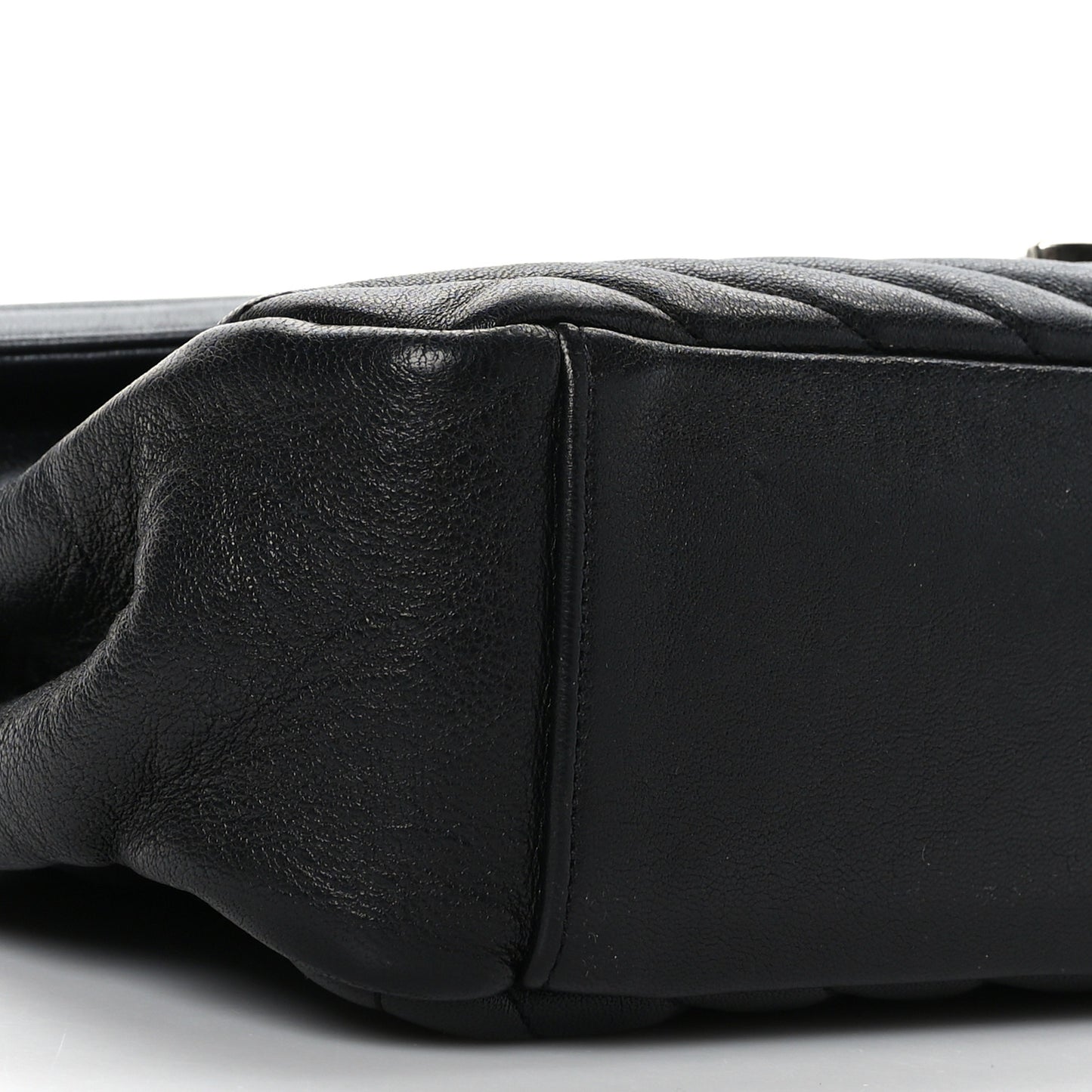Sheepskin Matelasse Chevron Monogram Large College Satchel Black