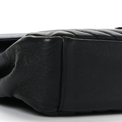 Saint Laurent Sheepskin Matelasse Chevron Monogram Large College Satchel Black 9 of 10