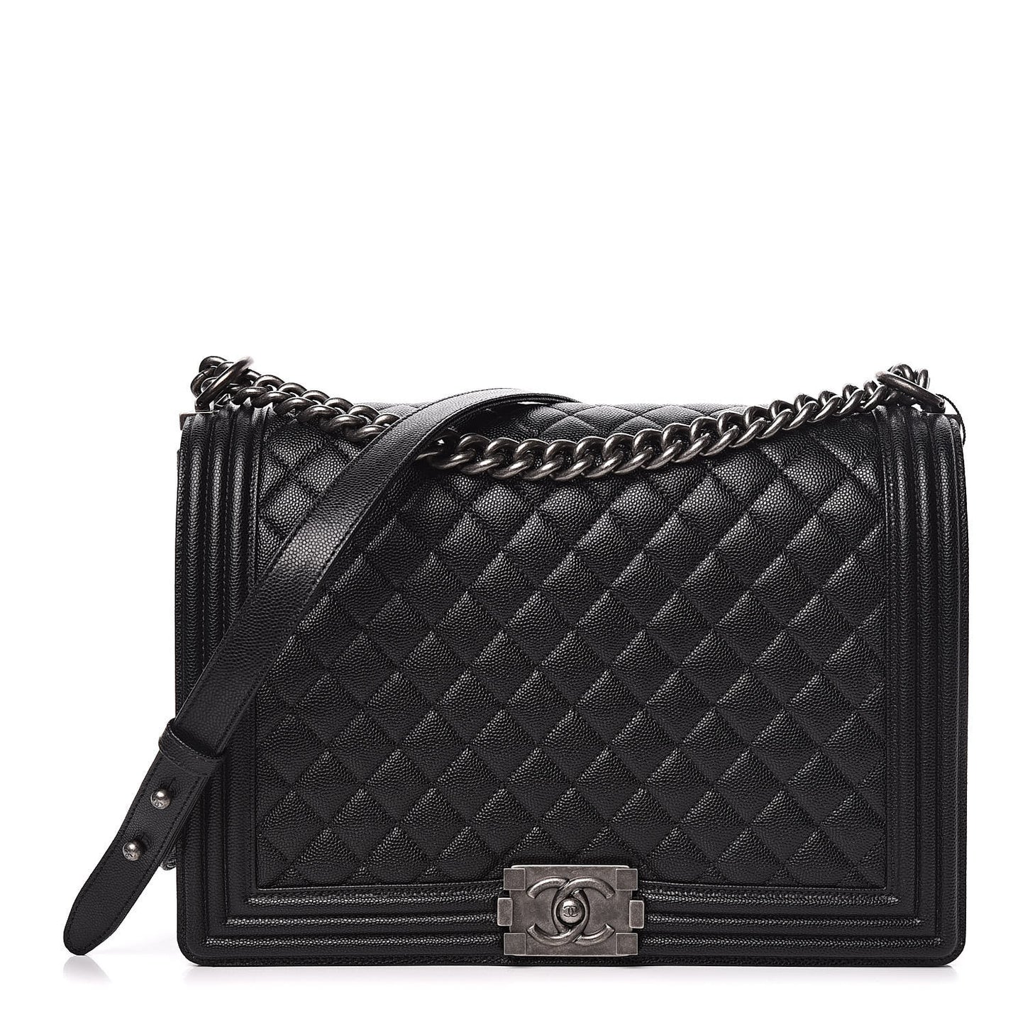 Caviar Quilted Large Boy Flap Black
