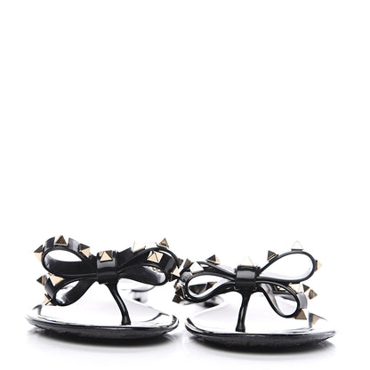 Valentino Garavani PVC Jelly Rockstud Bow Thong Sandals 40 Black 2 of 7