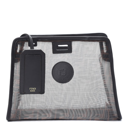 Fendi Mesh Vitello Century FF 1974 Mini Peekaboo Defender Cover Marrone Black Ebano 1 of 9