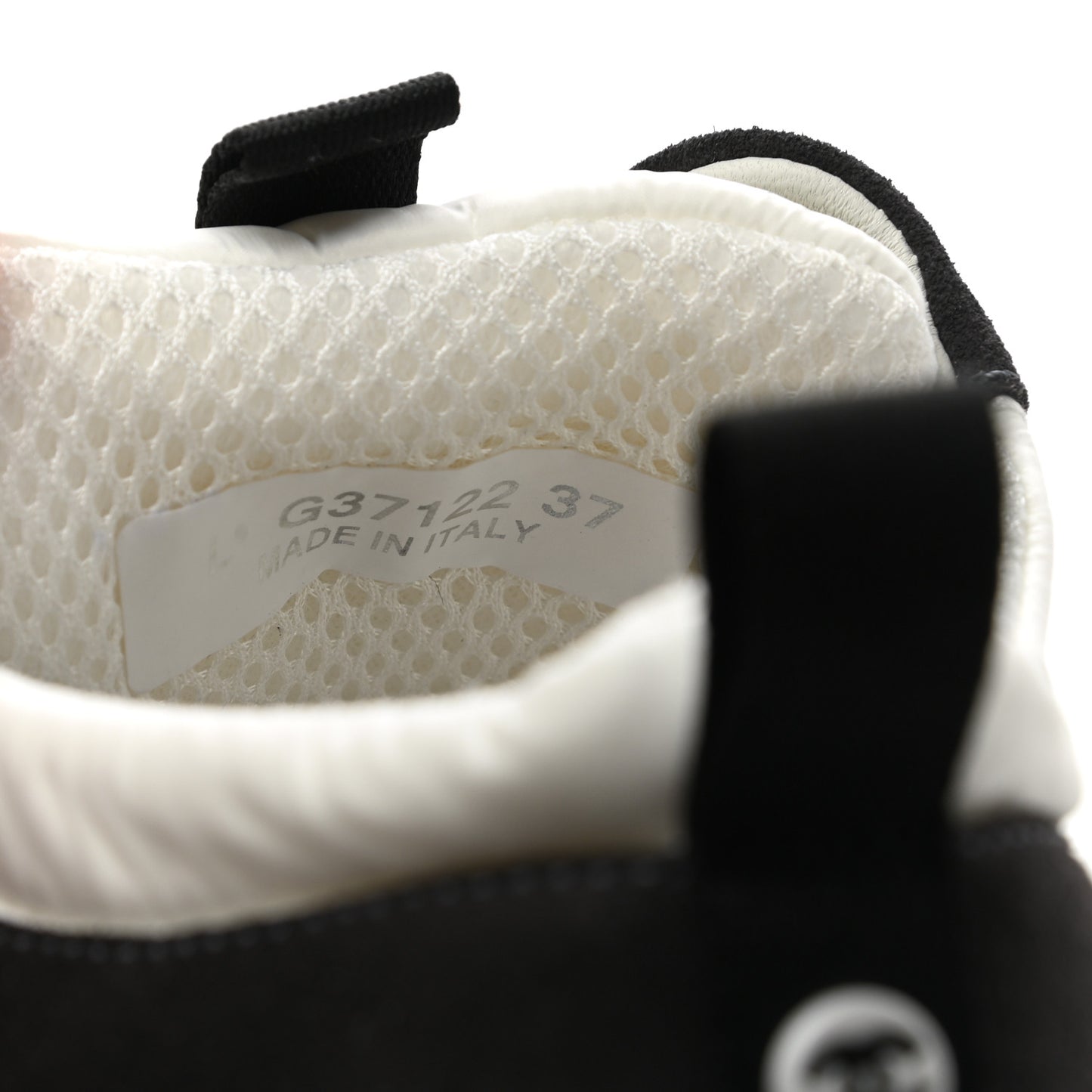 Nylon Suede Calfskin CC Sneakers 37 White Dark Grey