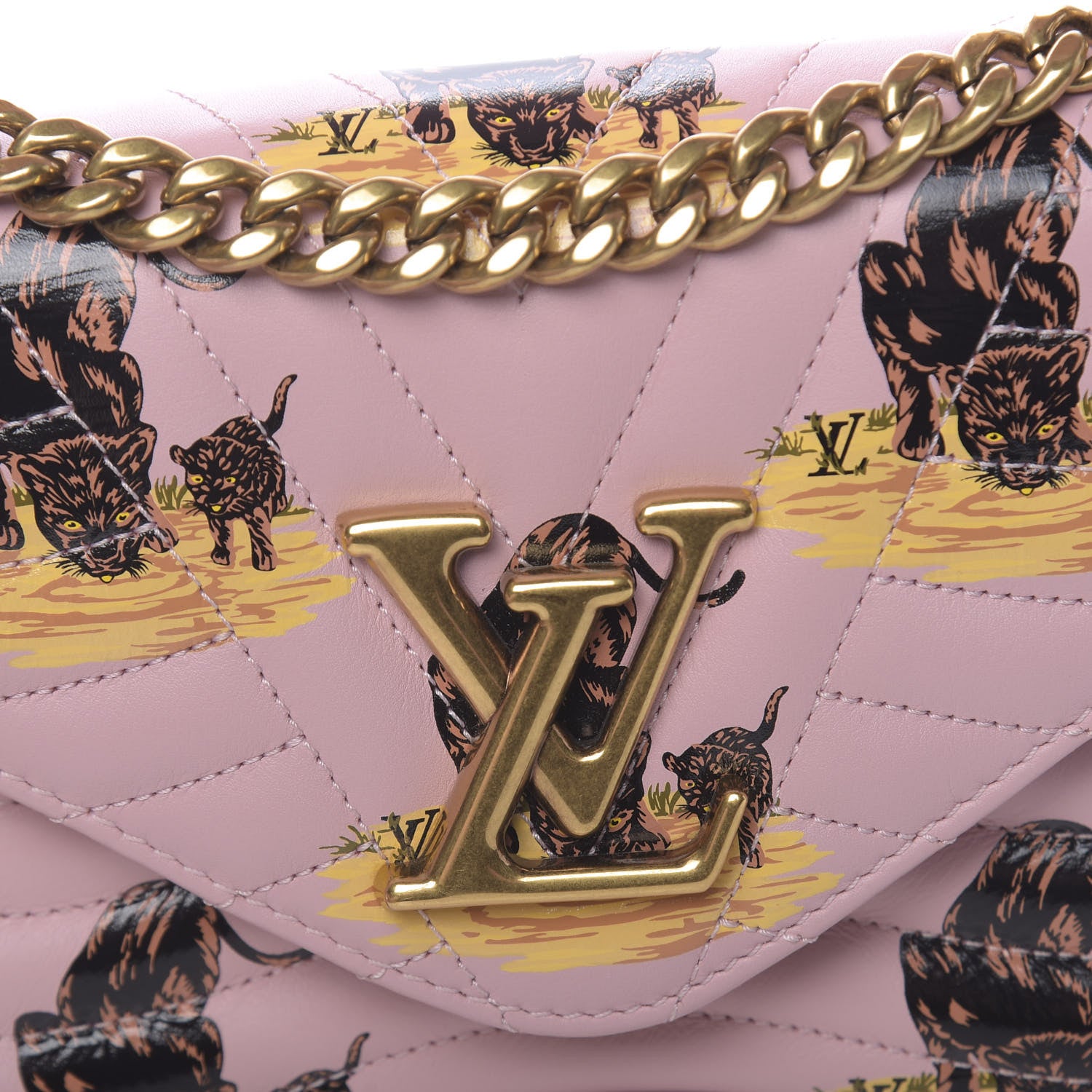 Louis Vuitton Calfskin Leopard Print New Wave Chain PM Light Pink 7 of 9
