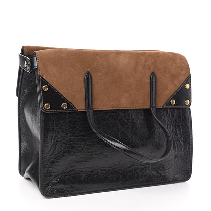 Fendi Agnello Old Shine Vitello Go Rain Large Flip Tote Black Marrone 3 of 8