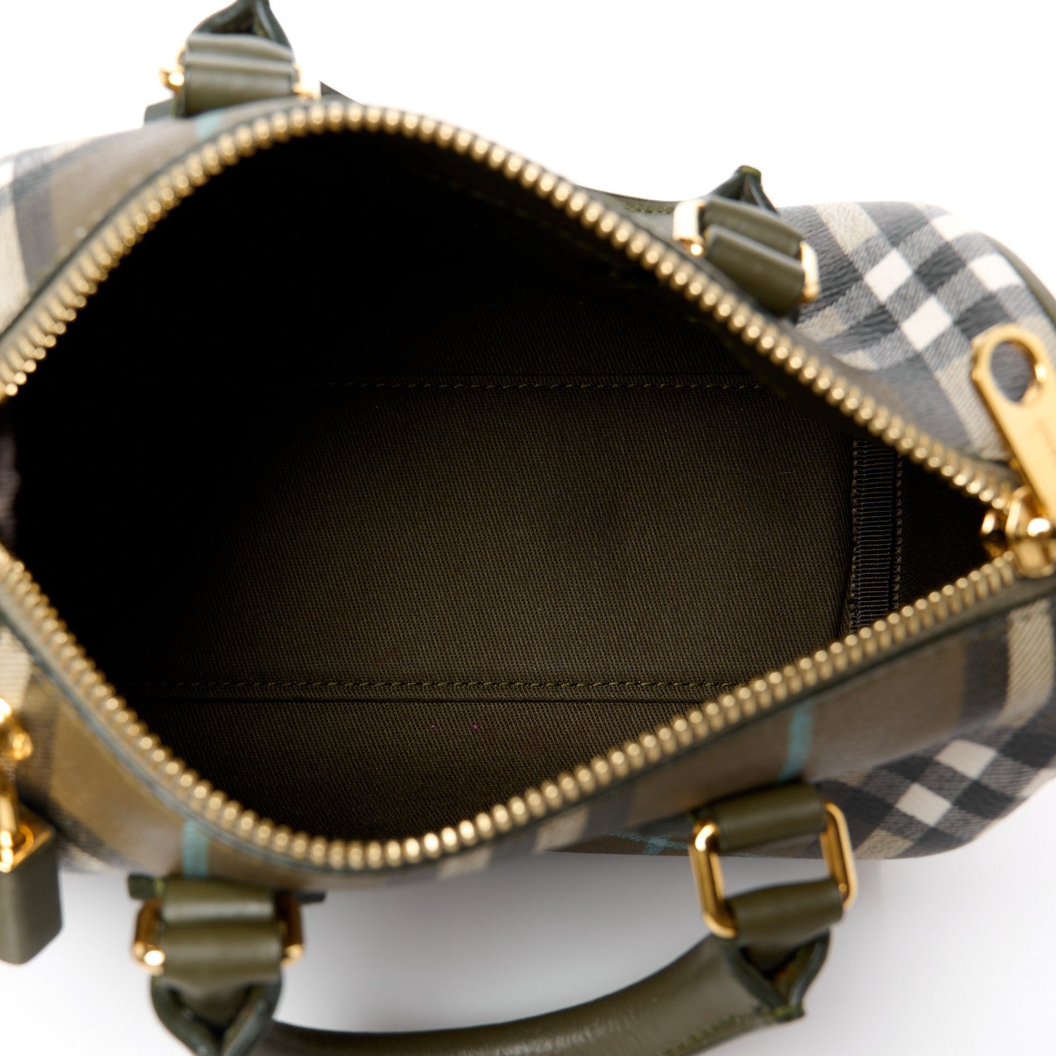 Burberry Vintage Check Mini Bowling Bag Olive Green 4 of 9