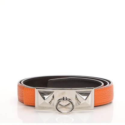 Hermes Togo Swift 24mm Sydney 90 Belt Orange Chocolate 1 of 8