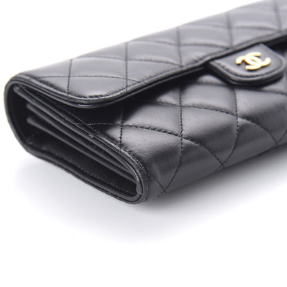 Chanel Lambskin Quilted Large Gusset Flap Wallet Black 6 of 12