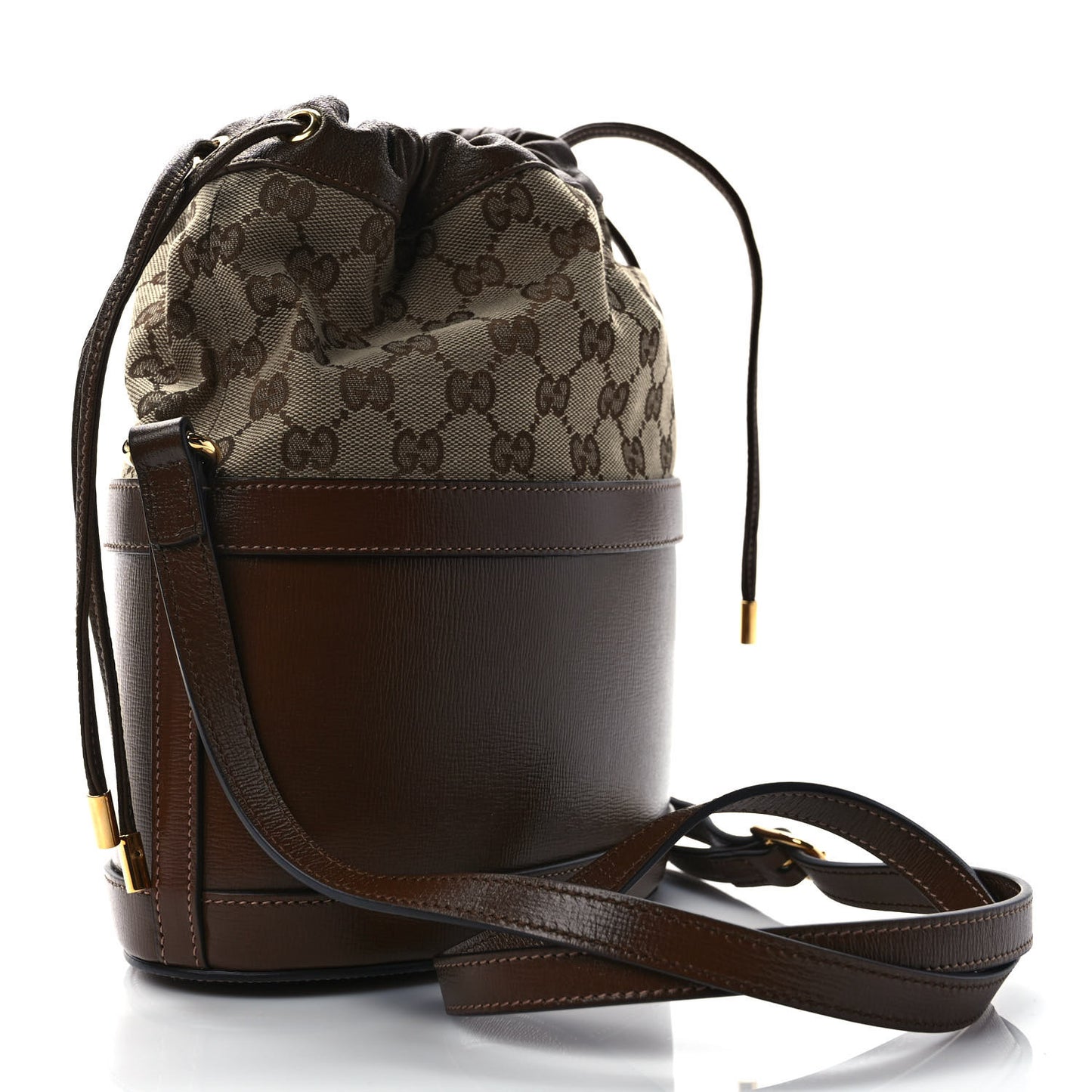 Monogram Textured Calfskin Horsebit 1955 Drawstring Bucket Bag Beige Brown Sugar