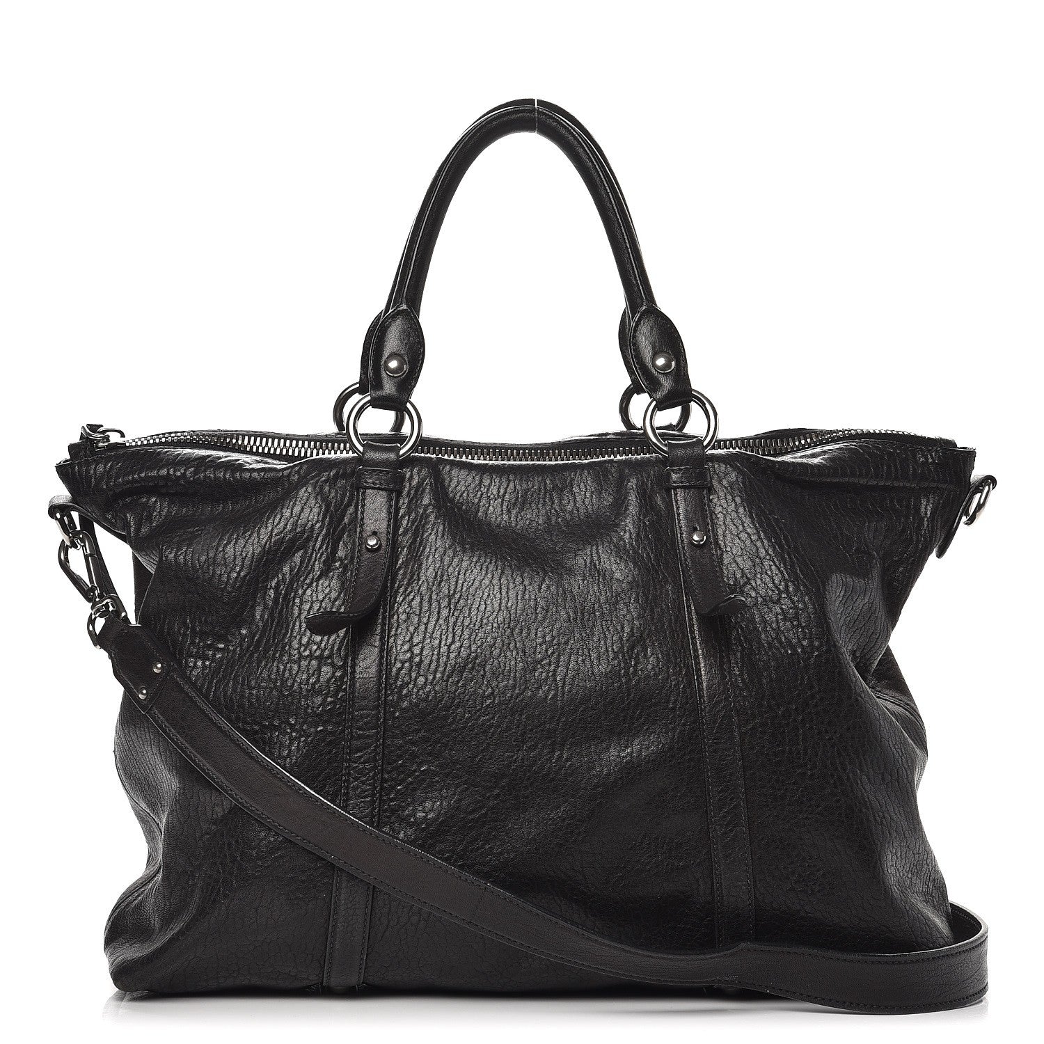 Miu Miu Goatskin Madras Convertible Tote Nero Black 1 of 15