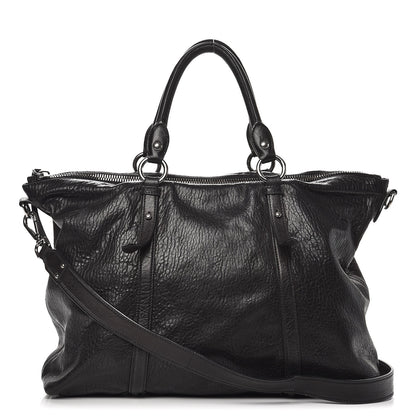 Miu Miu Goatskin Madras Convertible Tote Nero Black 1 of 15