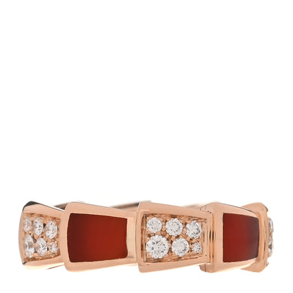 Bulgari 18K Rose Gold Diamond Carnelian 6mm Serpenti Viper Band Ring 48 4.5 3 of 7