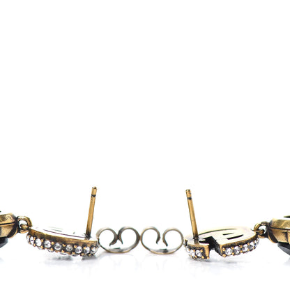 Gucci Crystal Double G Earrings Black Aged Gold 3 of 4
