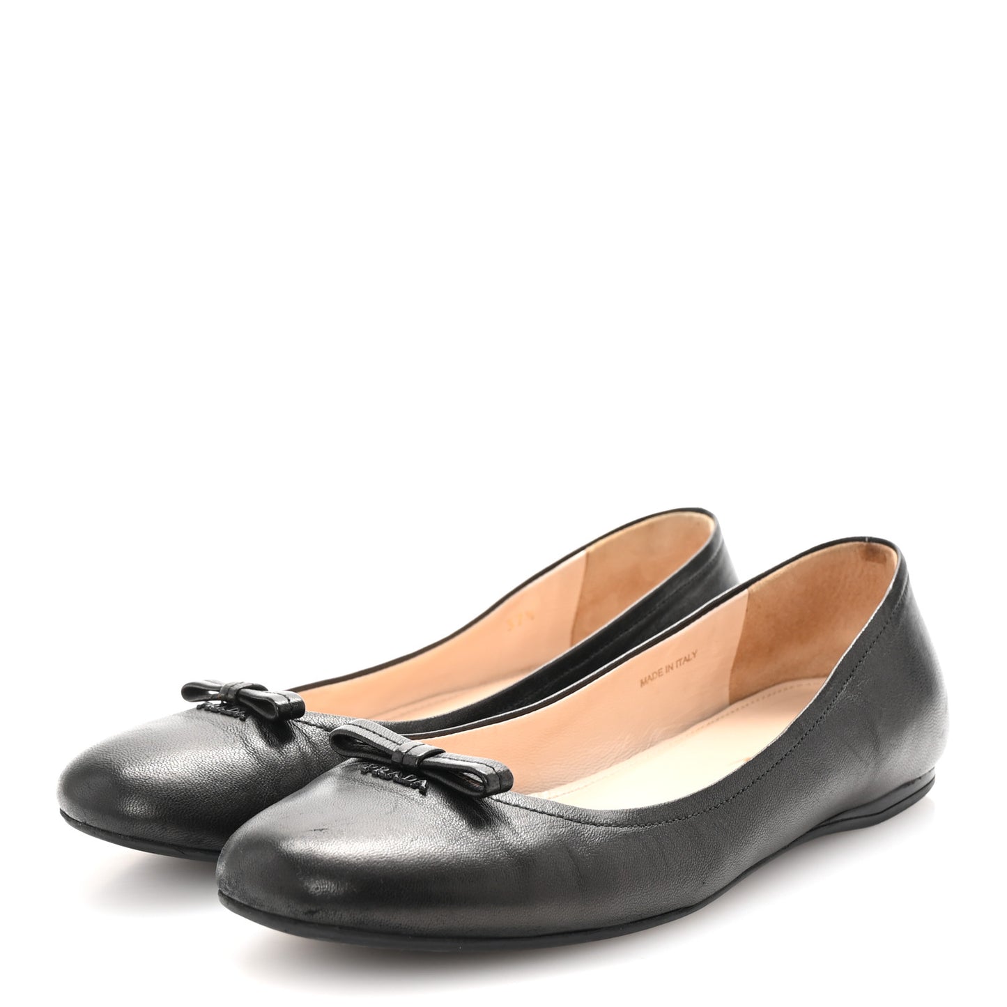 Nappa Logo Bow Ballerina Flats 37.5 Black