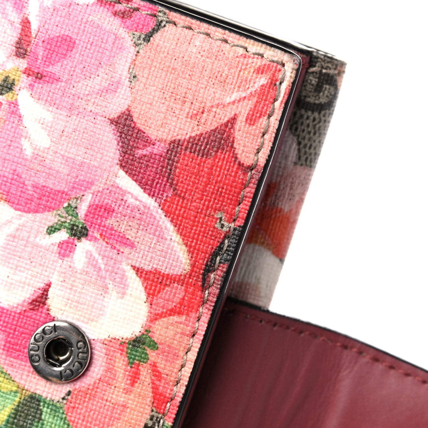 Gucci GG Supreme Monogram Blooms French Flap Wallet Beige Multicolor Dry Rose 10 of 14