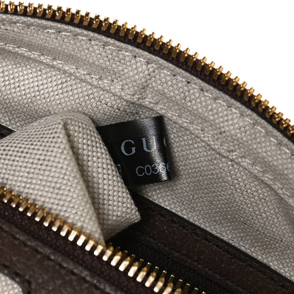 Gucci Monogram Jumbo GG Textured Dollar Calfskin Web Messenger Shoulder Bag Camel Ebony New Acero 7 of 12