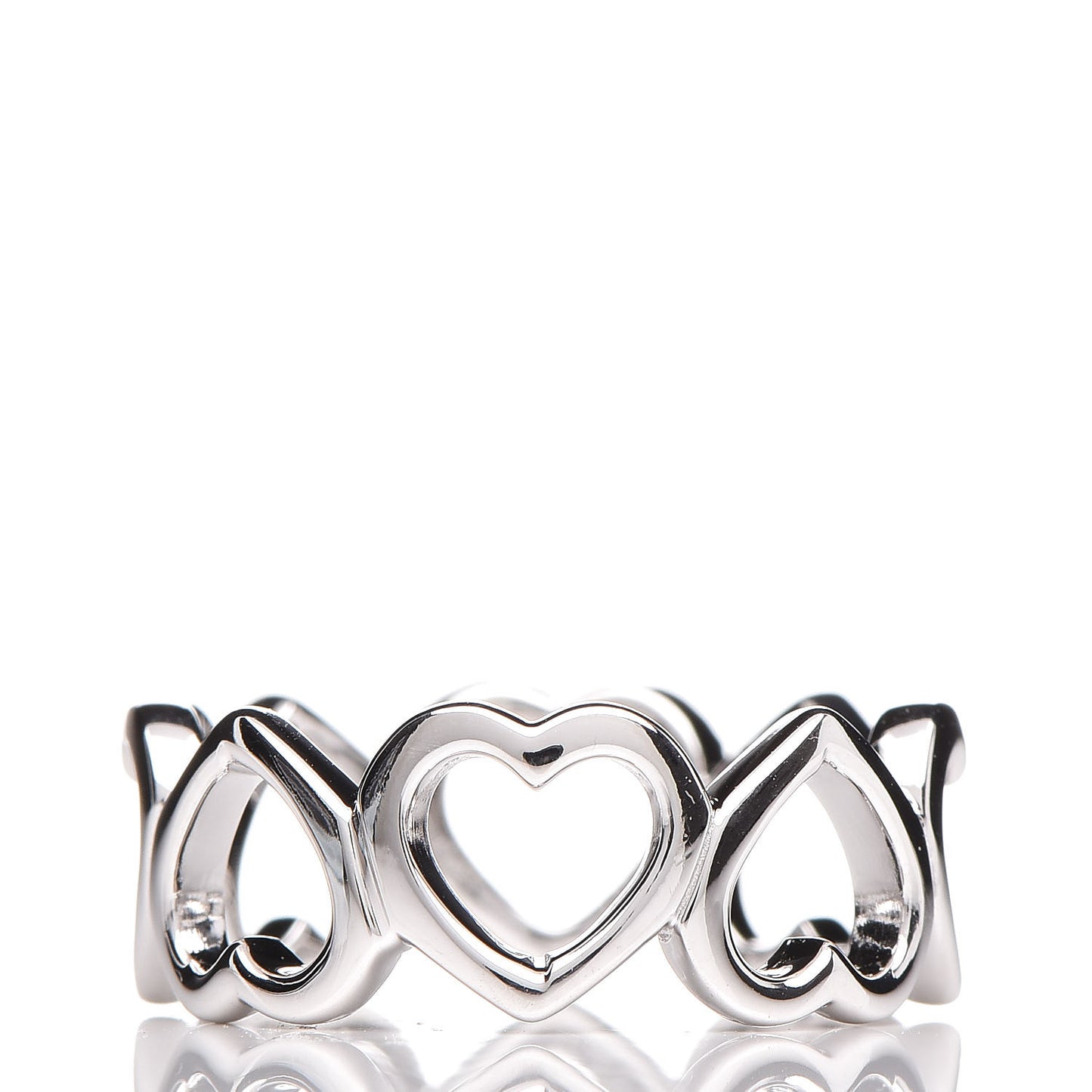 18K White Gold Diamond Hearts Eternity Band Ring 49 4.75