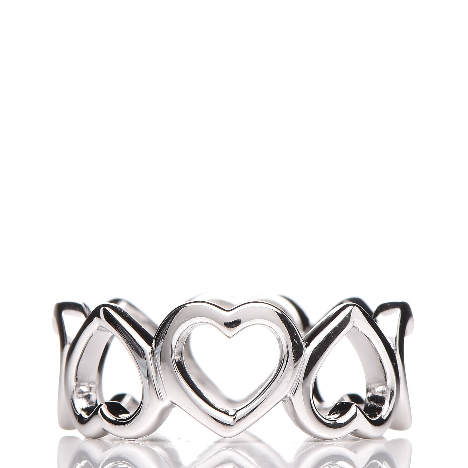 Tiffany 18K White Gold Diamond Hearts Eternity Band Ring 49 4.75 3 of 5