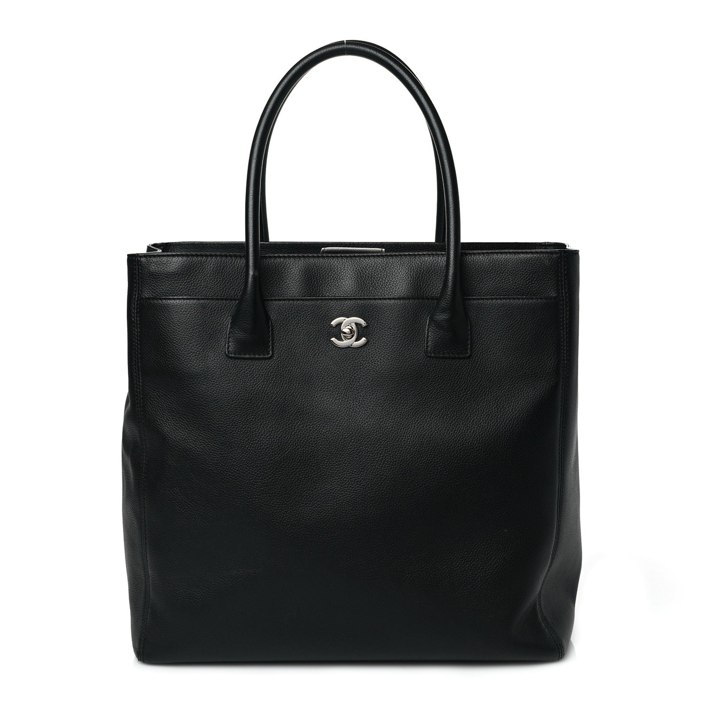 Calfskin Tall Cerf Tote Black