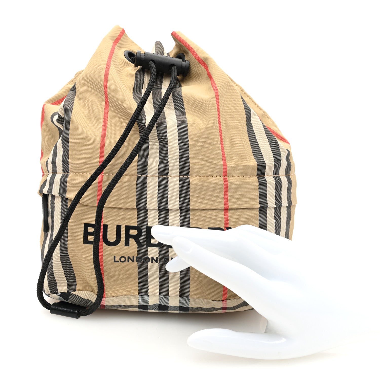 Burberry Econyl Icon Stripe Phoebe Drawcord Pouch Archive Beige 3 of 8
