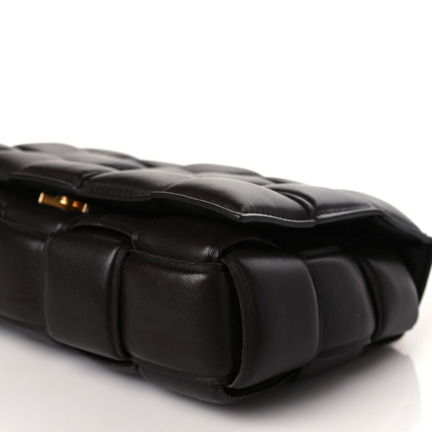 Lambskin Maxi Intreccio Padded Chain Cassette Crossbody Bag Black