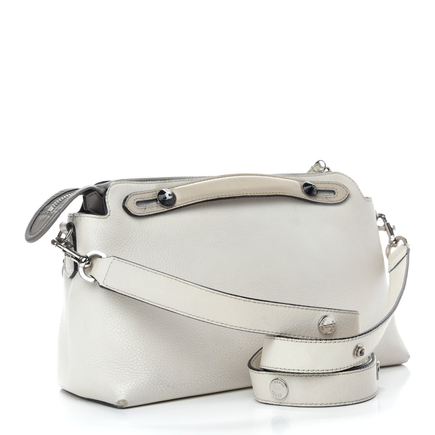 Fendi Vitello Dolce Bird of Paradise Embroidered Medium By The Way Boston Bag White Ice Multicolor 3 of 23