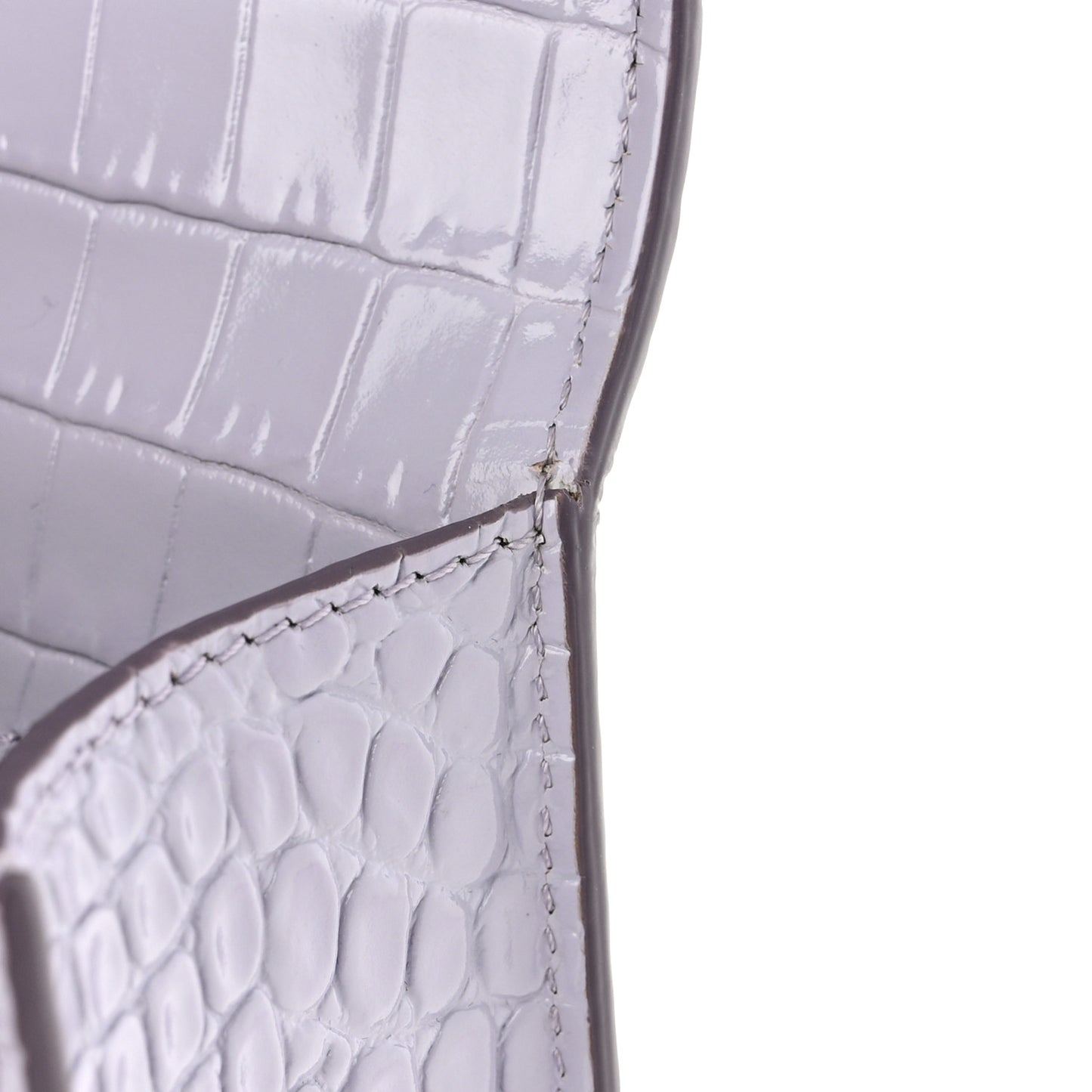 Shiny Crocodile Embossed Jeweled Satchel Lavender