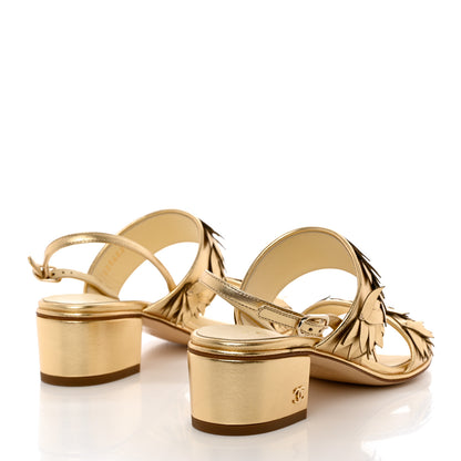 Chanel Metallic Lambskin Sandals 37 Gold 4 of 8