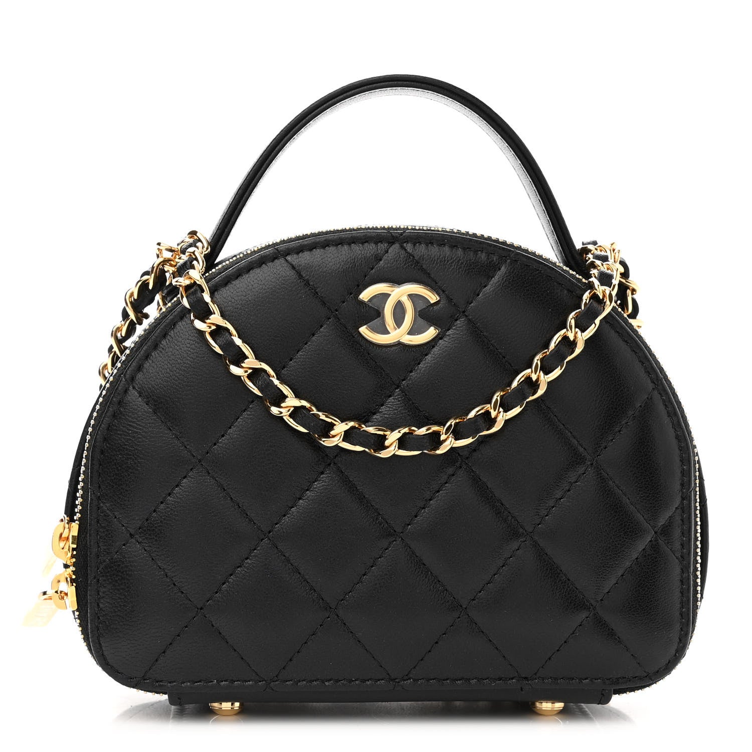 Chanel Lambskin Quilted Chic Riviera Top Handle Vanity Case Black 1 of 10