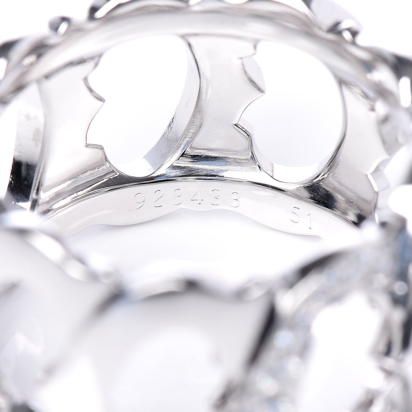 18K White Gold Diamond C De Ring 51 5.75