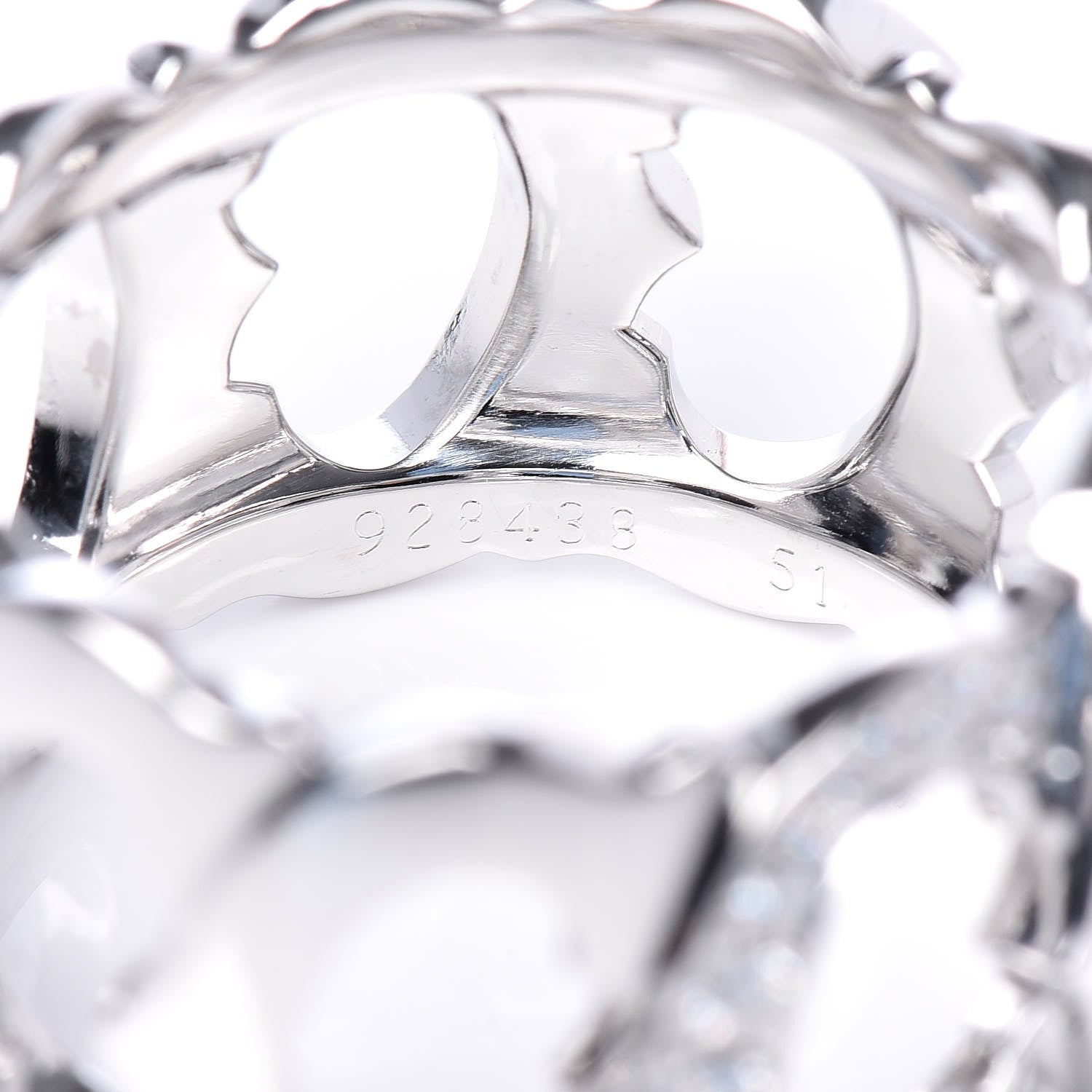 Cartier 18K White Gold Diamond C De Ring 51 5.75 5 of 5