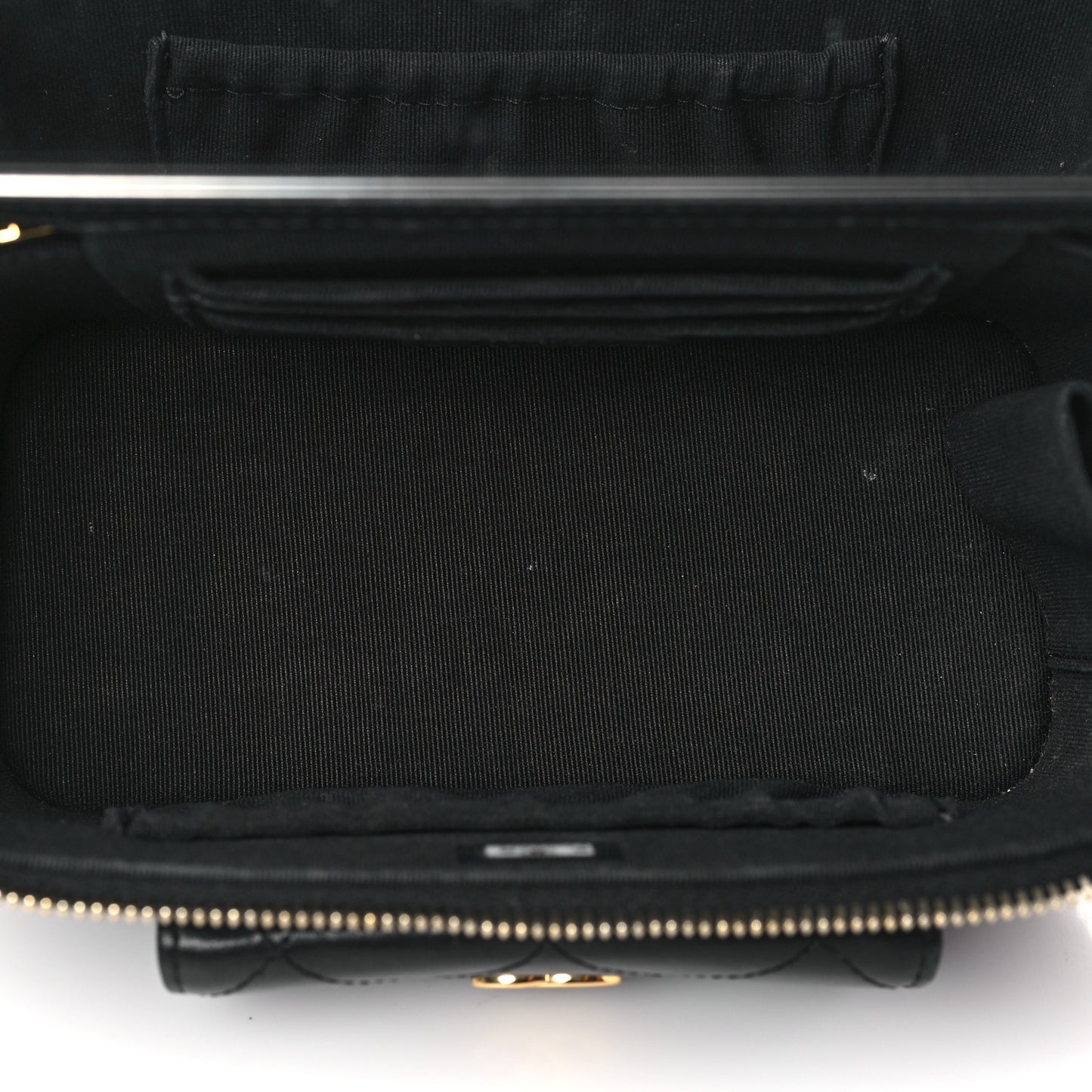Lambskin Quilted Polly Pocket East West Top Vanity With Chain Black