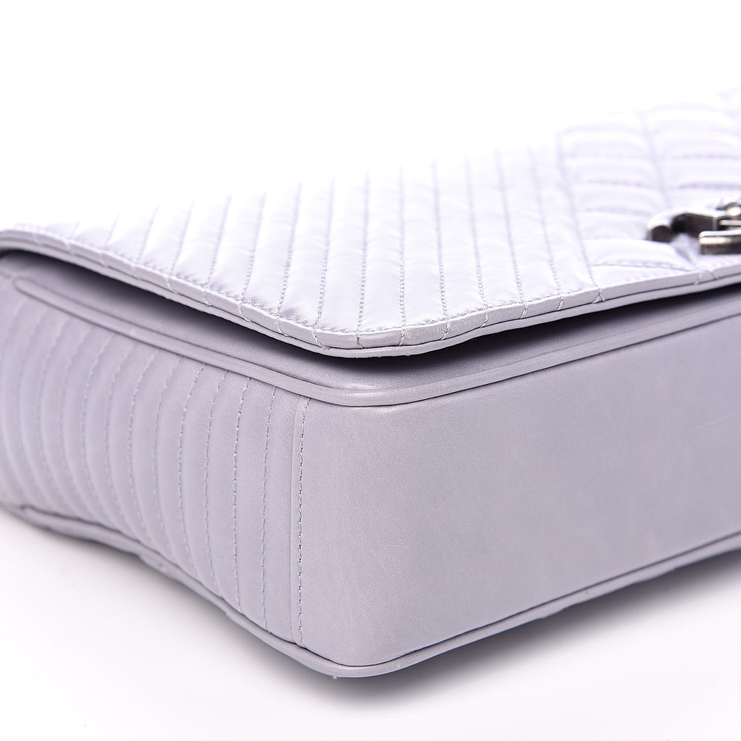 Glazed Calfskin Quilted Medium Coco Boy Flap Light Grey