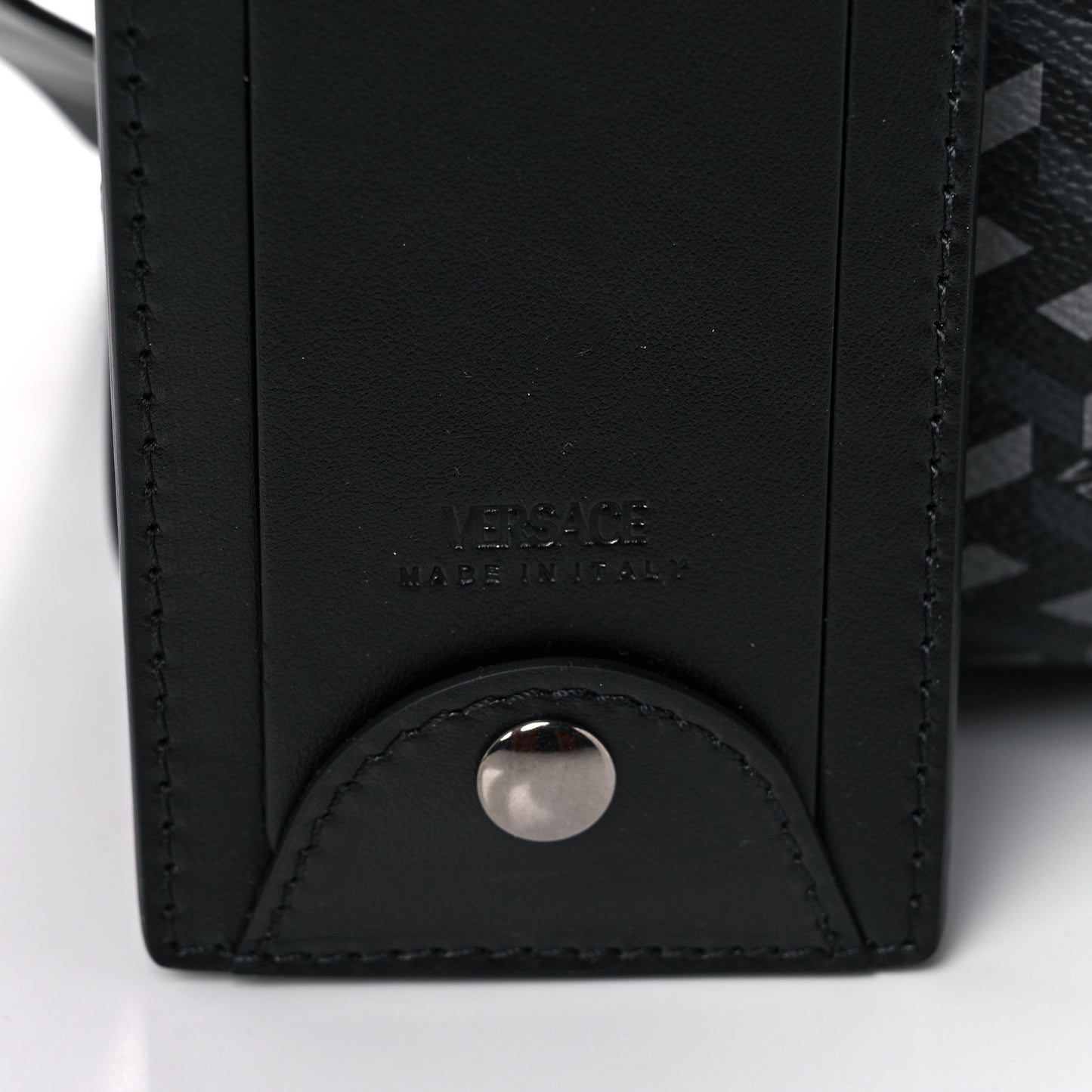 Coated Canvas Calfskin La Greca Signature Travel Bag Black Grey